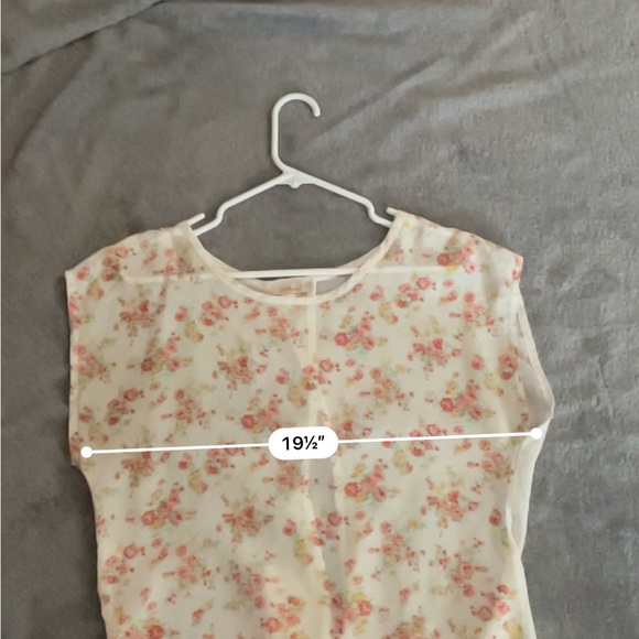 April U.S.A floral sheer blouse size medium back tie short sleeve see thru - Picture 9 of 13
